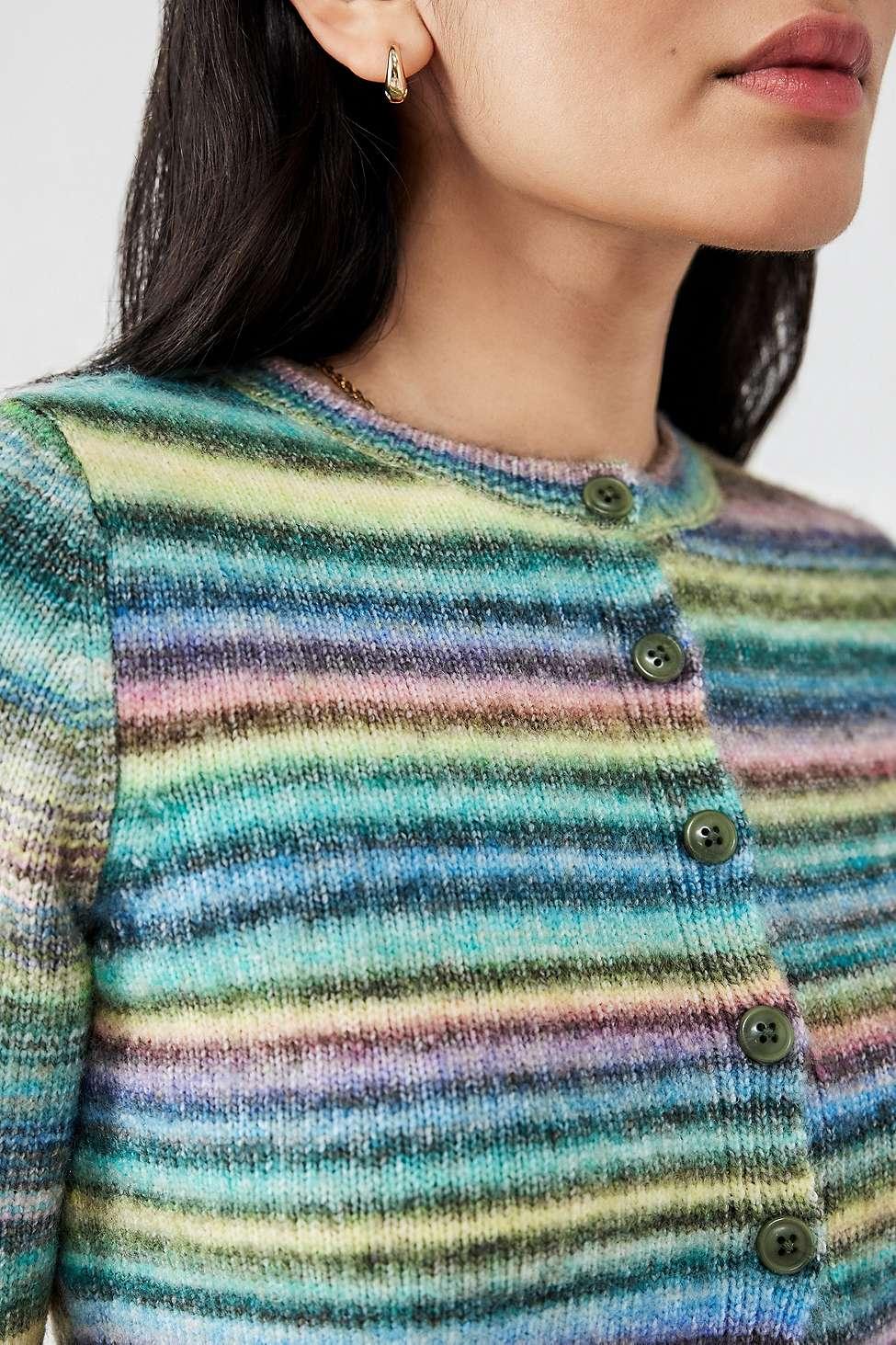 BDG Space-dye Stripe Cardigan in Blue | Lyst UK