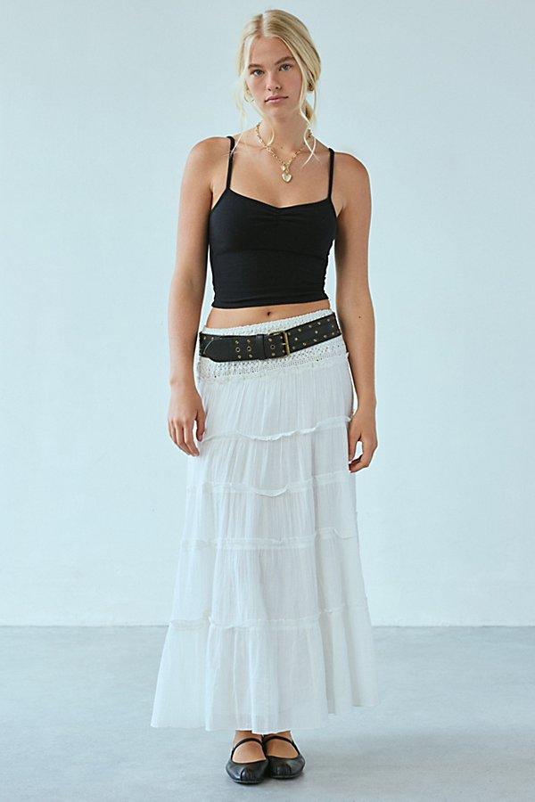 Kimchi Blue Ellie Crochet Waistline Tiered Maxi Skirt in