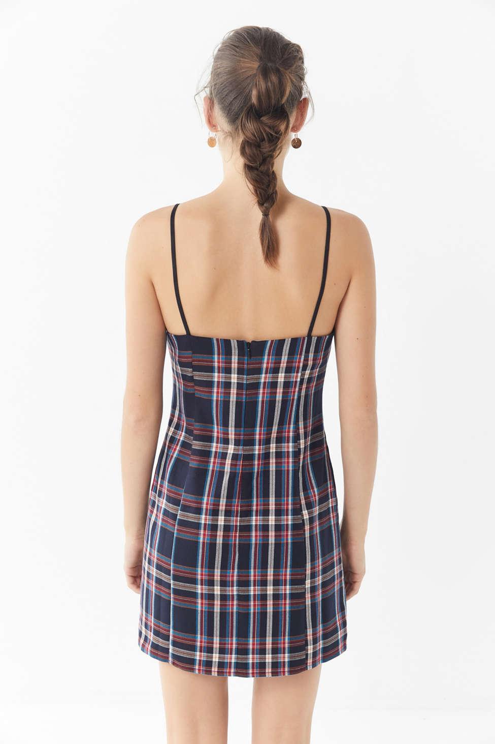 uo checkered mini slip dress