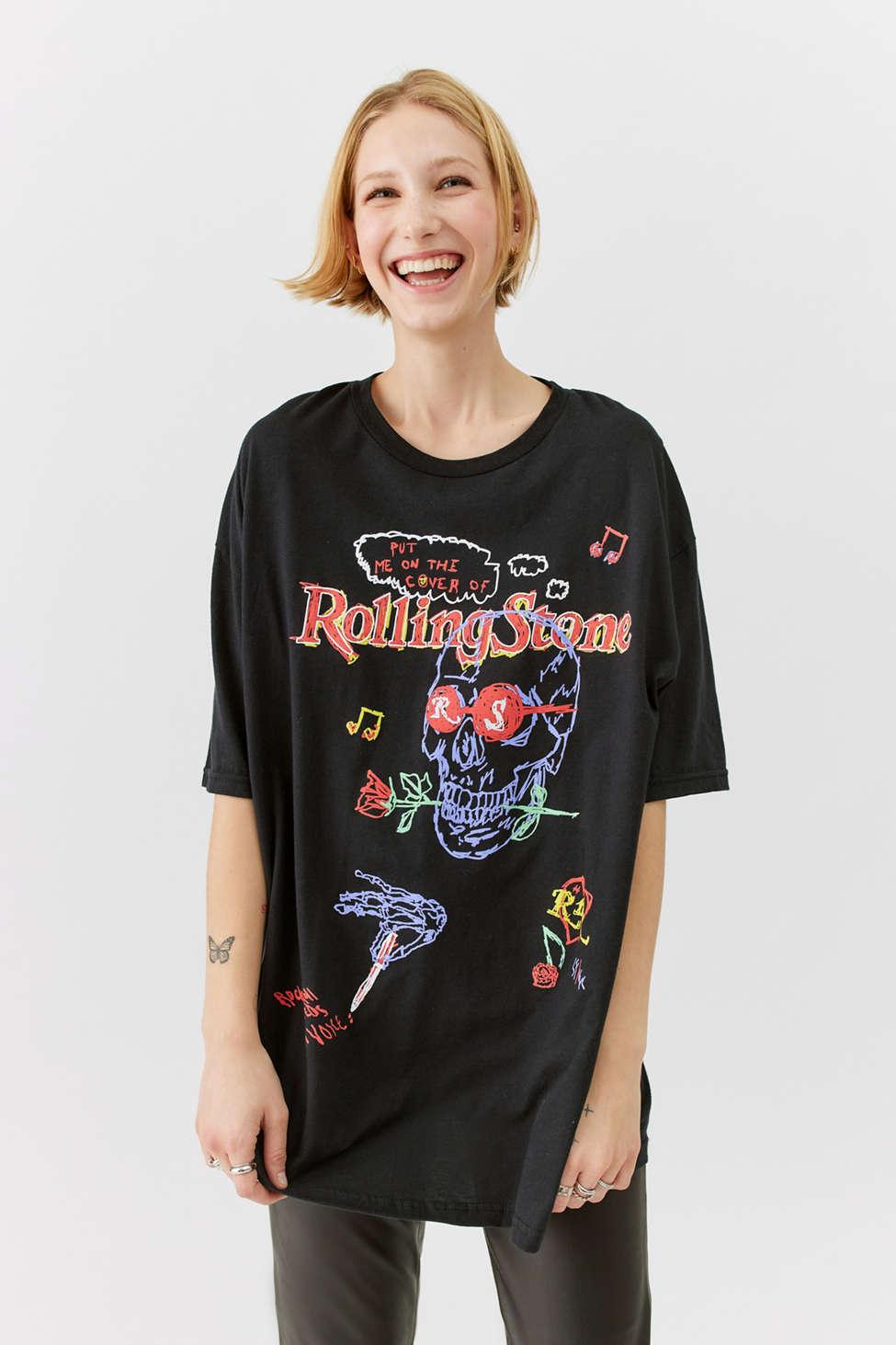 Urban Outfitters Rolling Stone Magazine Graphic Tshirt Dress in Black