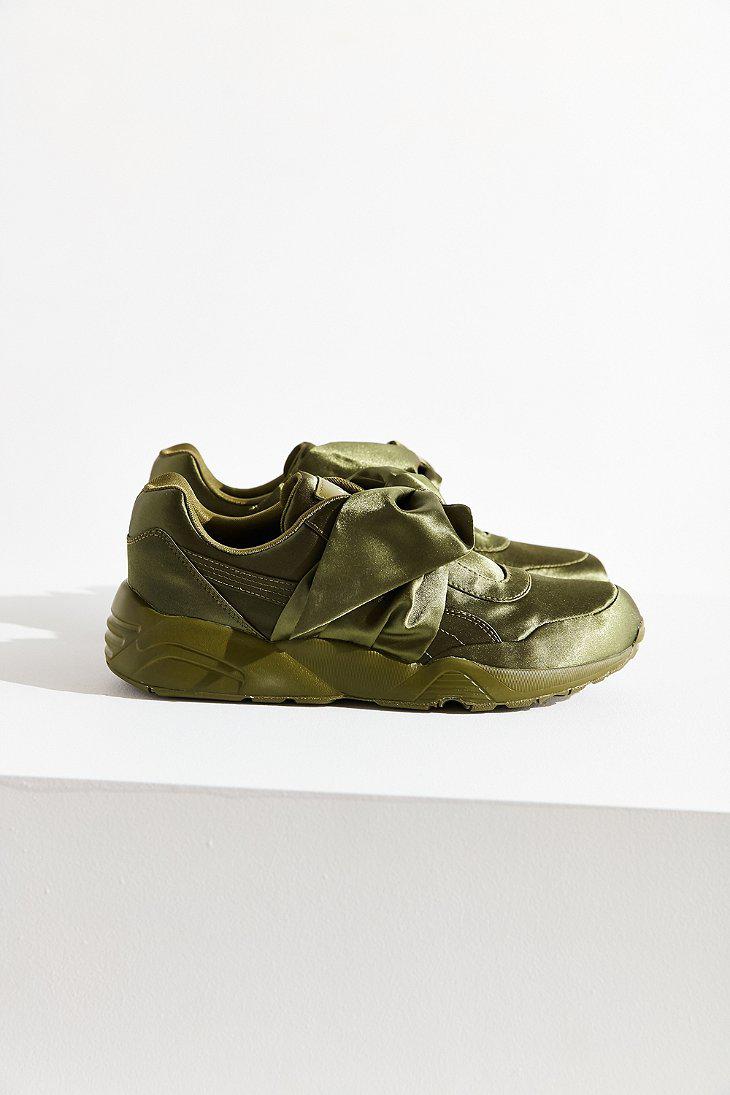 PUMA Satin Fenty By Rihanna Bow Sneaker in Olive (Green) | Lyst