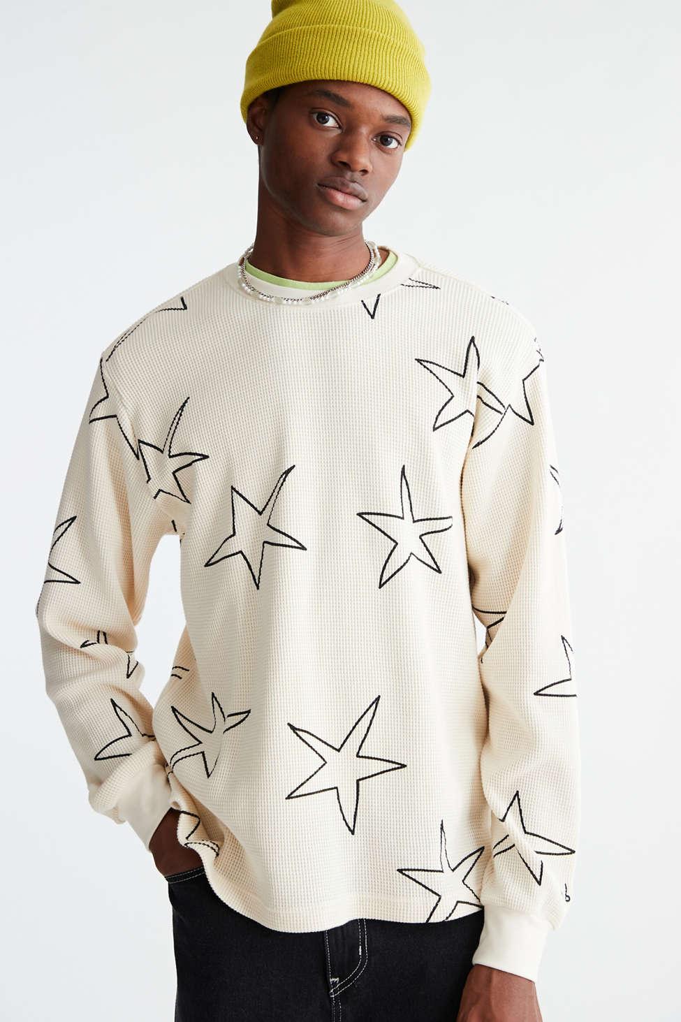 Obey Uo Exclusive Stars Thermal Long Sleeve Tee in Natural for Men
