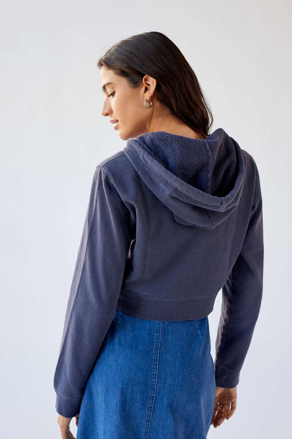 Urban Outfitters Oakland Shrunken Zip-up Hoodie Sweatshirt in Blue | Lyst