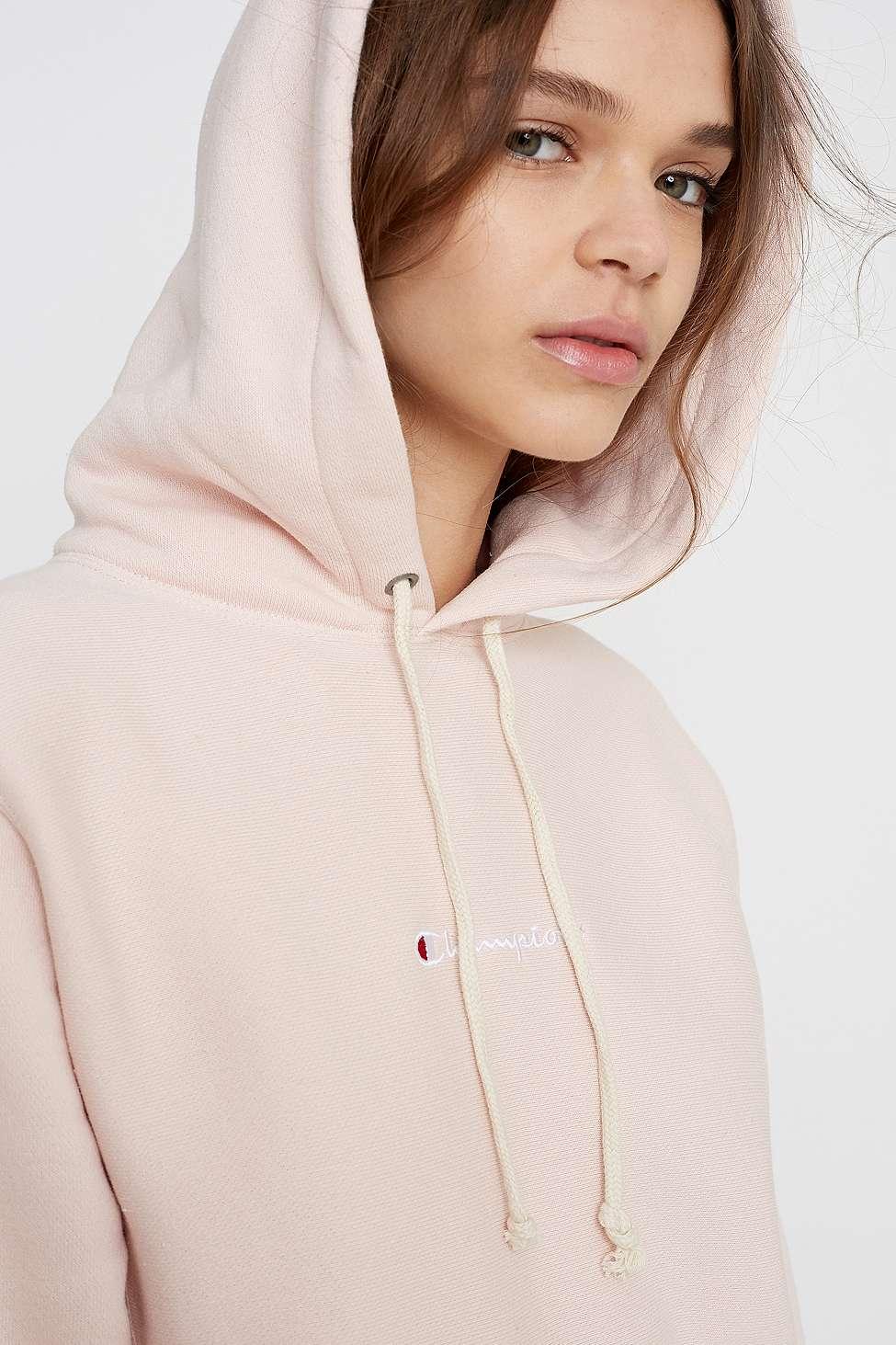 champion & uo satin script hoodie sweatshirt