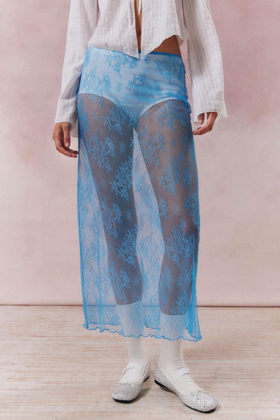 Sheer Lace Midi Skirt