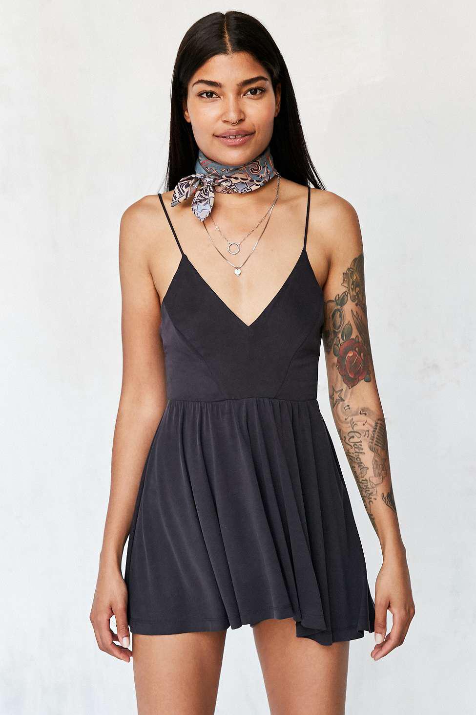uo vanessa cupro playsuit