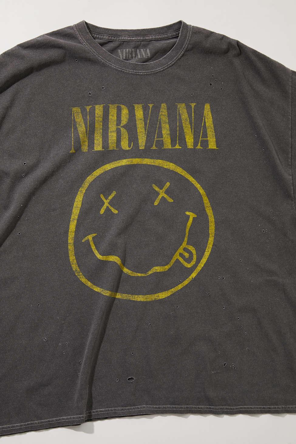 Urban Outfitters Nirvana Destroyed T-shirt Dress in Black - Lyst