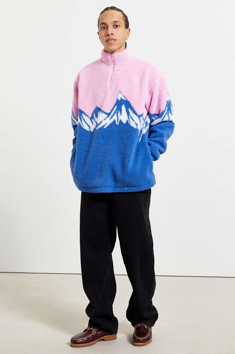 Lazy Oaf Snow Mountain Zip Fleece Sweatshirt in Blue for Men | Lyst