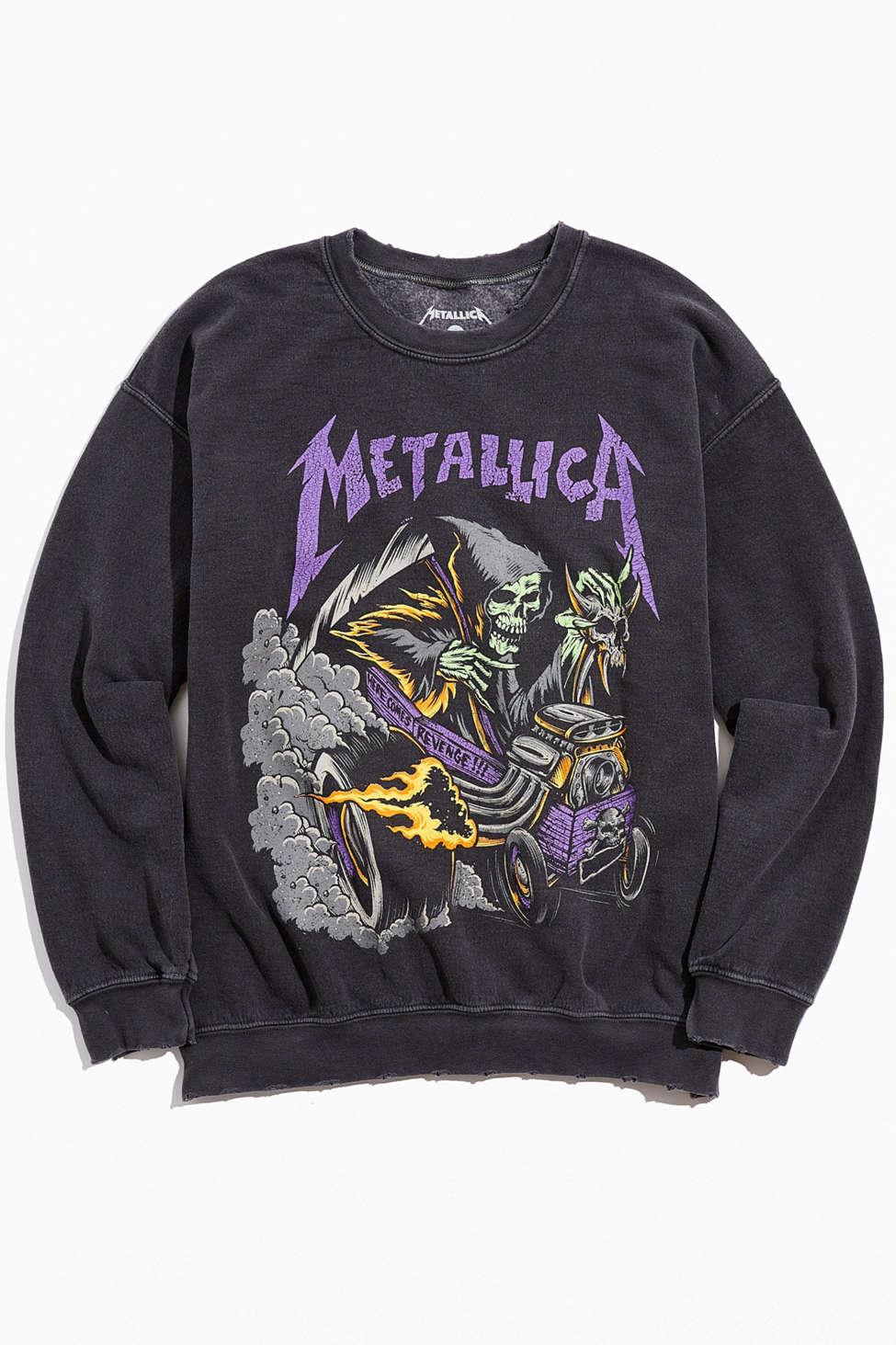 Urban Outfitters Cotton Metallica Distressed Washed Crew Neck Sweatshirt in  Black for Men - Lyst