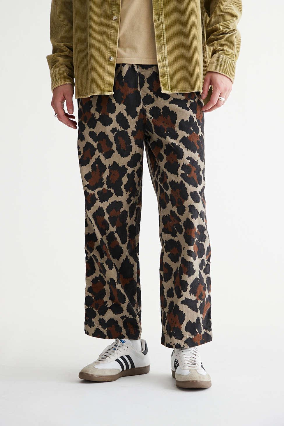 Urban Outfitters Uo Leopard Corduroy Beach Pant in Black for Men | Lyst