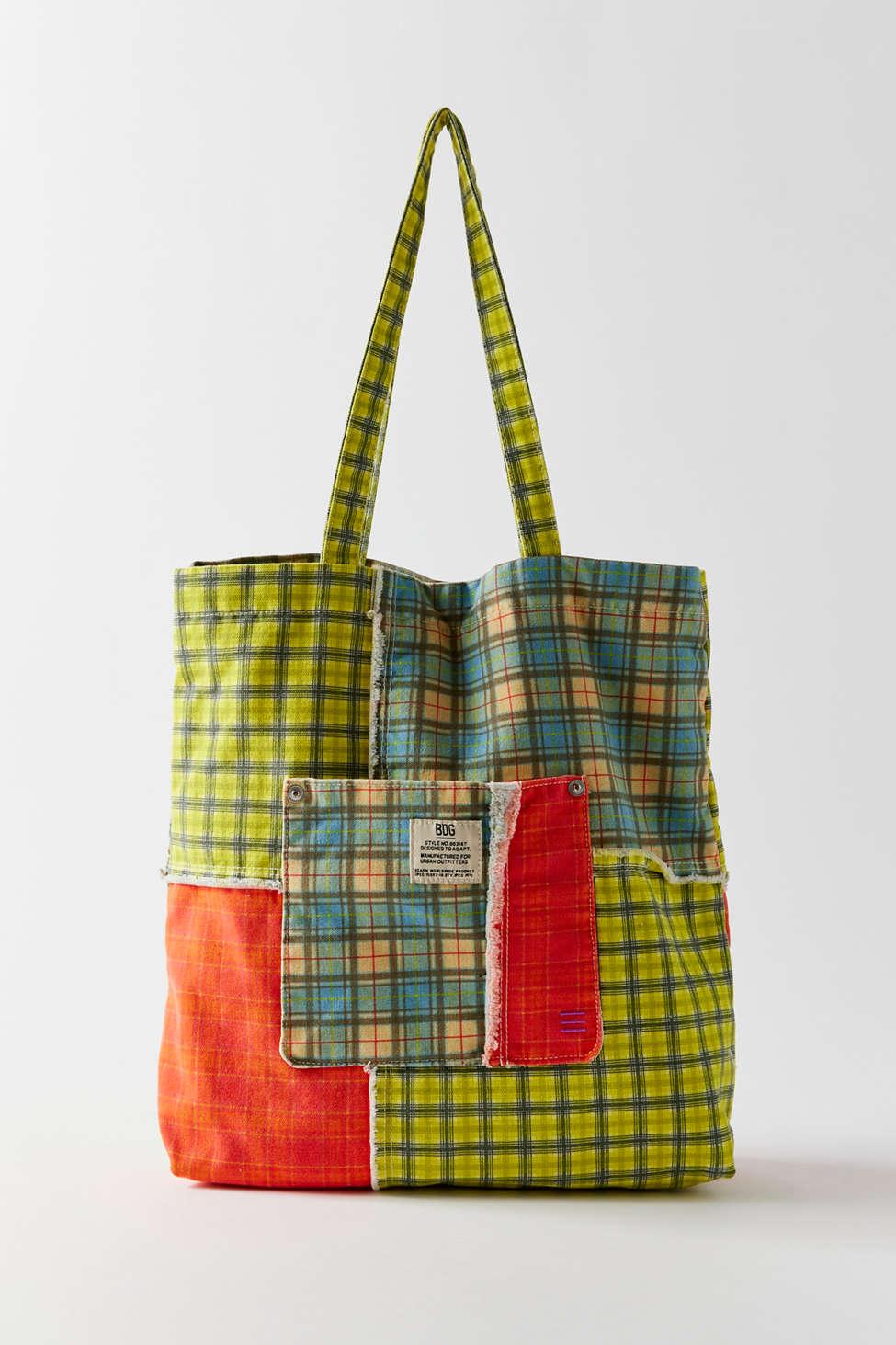  Lands' End BS Medium Flannel Tote Vintage Green