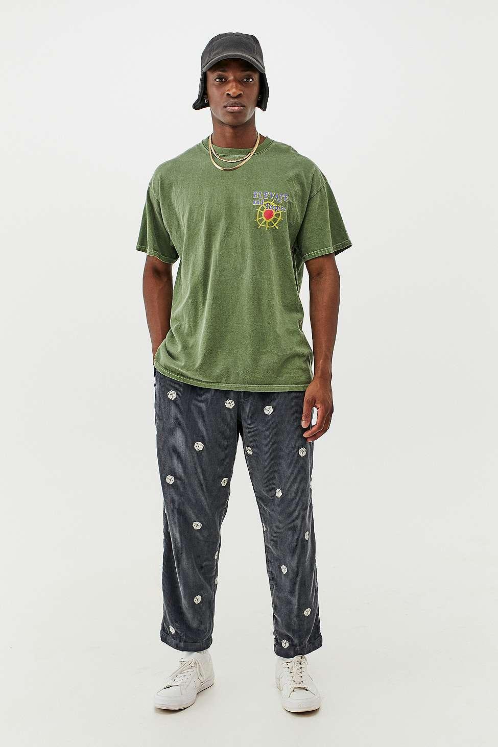 Urban Outfitters Uo Black White Dice Embroidered Corduroy Beach