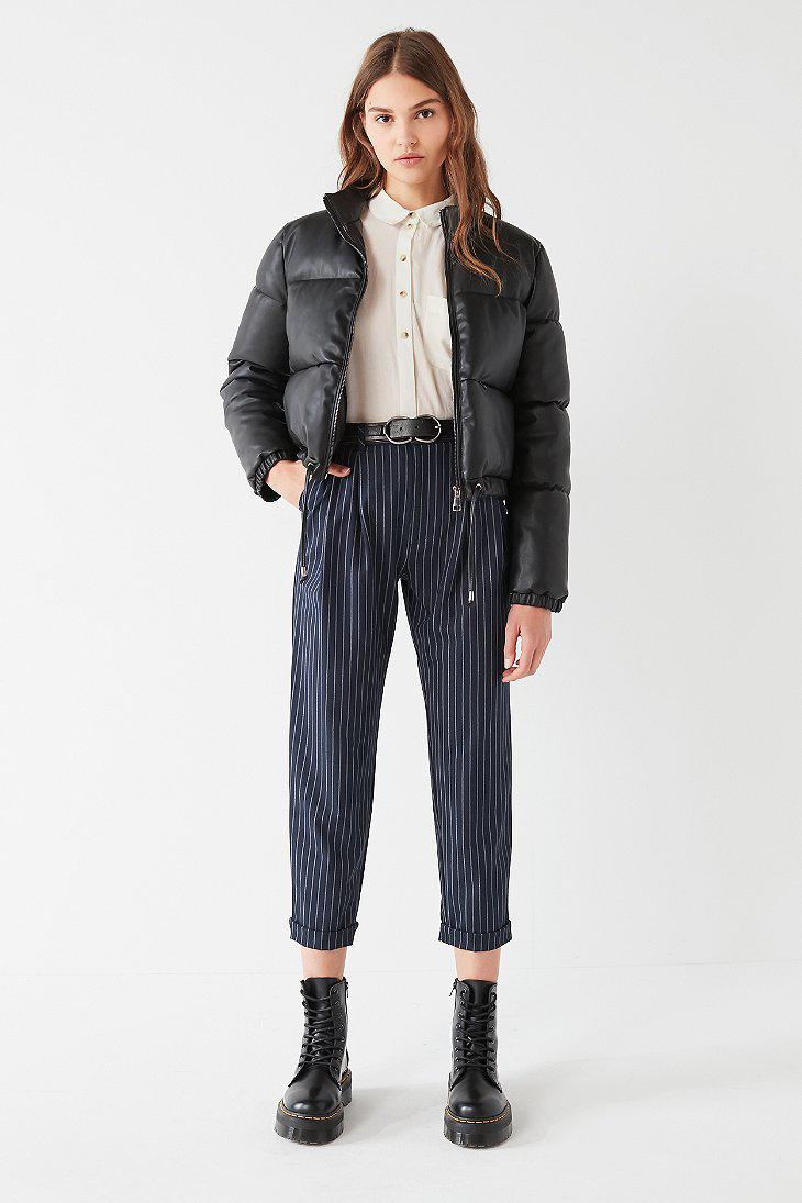 Lyst Urban Outfitters Uo Faux Leather Cropped Puffer Jacket In Black Gallery Previously Sold At Urban Outfitters Women S Cropped Leather Jackets Puffer
