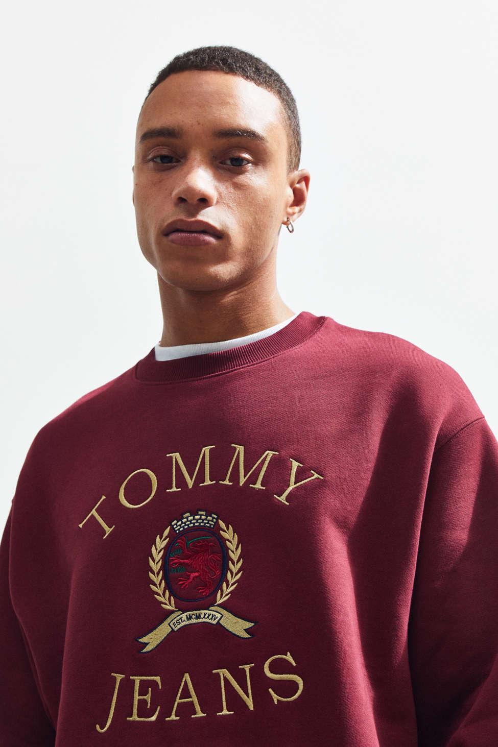 Tommy Hilfiger Denim Crest Logo Crew-neck Sweatshirt in Red for Men | Lyst