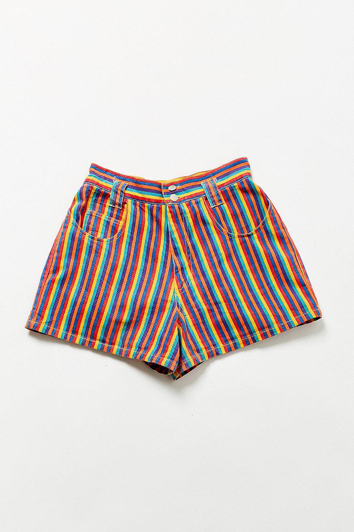 Urban Outfitters Vintage '90s Rainbow Striped Denim Short in Blue | Lyst