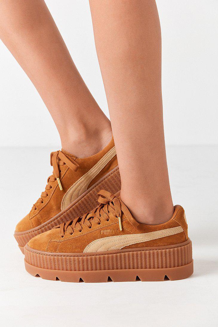PUMA Fenty By Rihanna Suede Cleated Creeper Sneaker in Honey (Brown) - Lyst