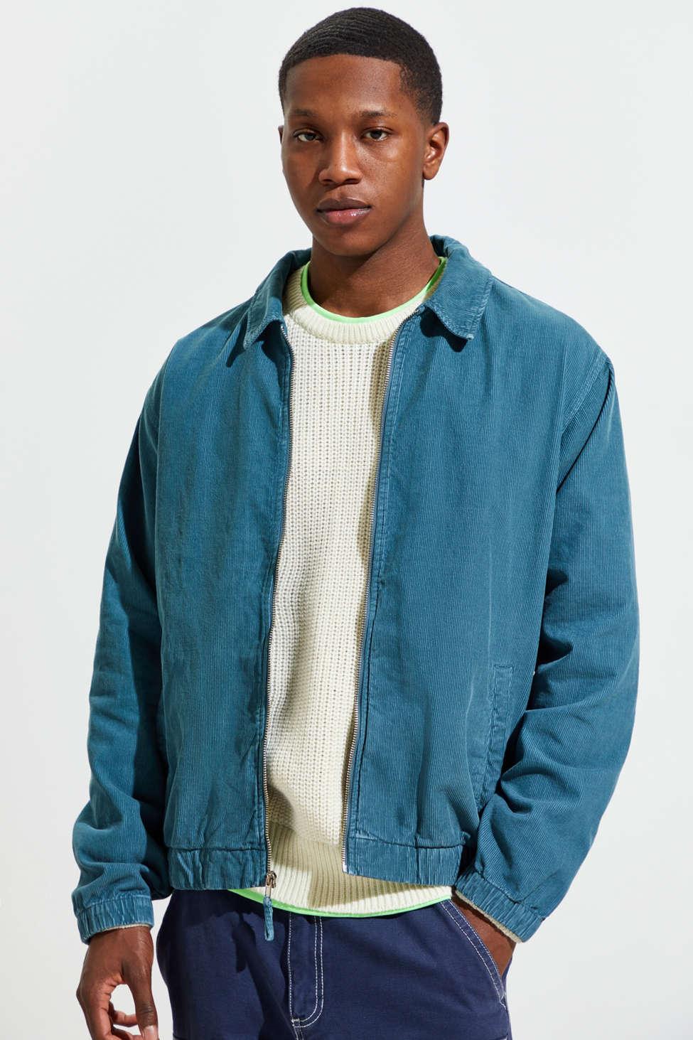 Urban Outfitters Uo Corduroy Harrington Zip-up Jacket in Blue for Men | Lyst