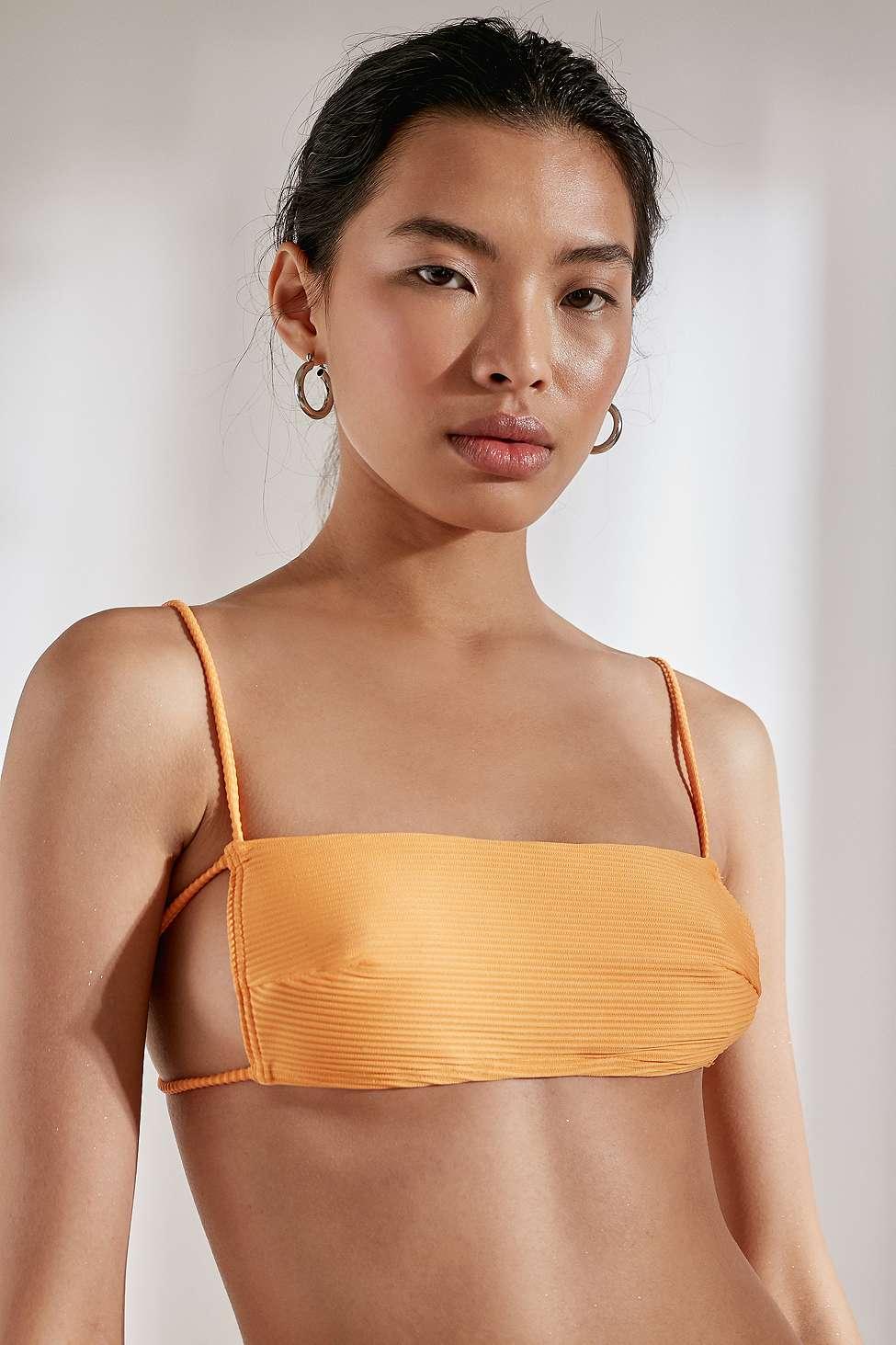 TWIIN Backless Bandeau Bikini Top in Orange