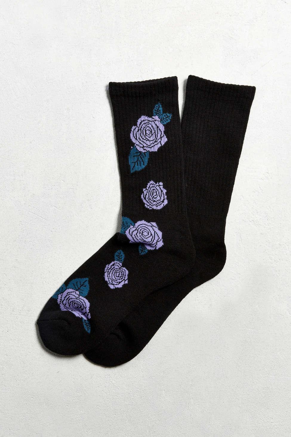 Urban Outfitters Cotton Rose Sport Sock in Black for Men - Lyst