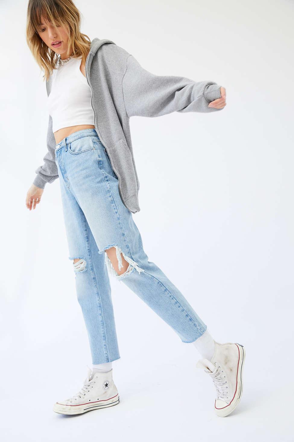 high waisted slim straight jeans