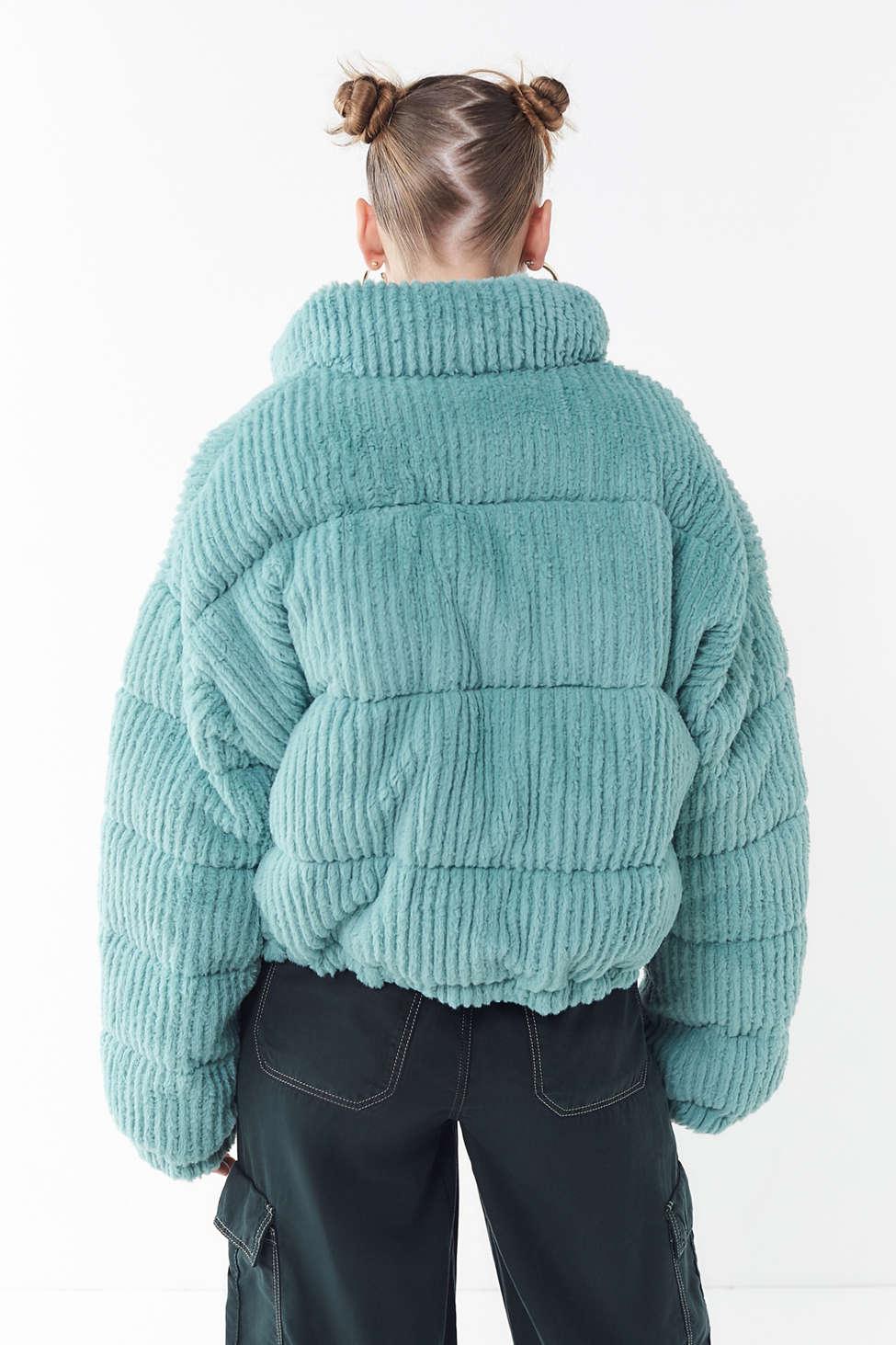 fluffy corduroy puffer jacket