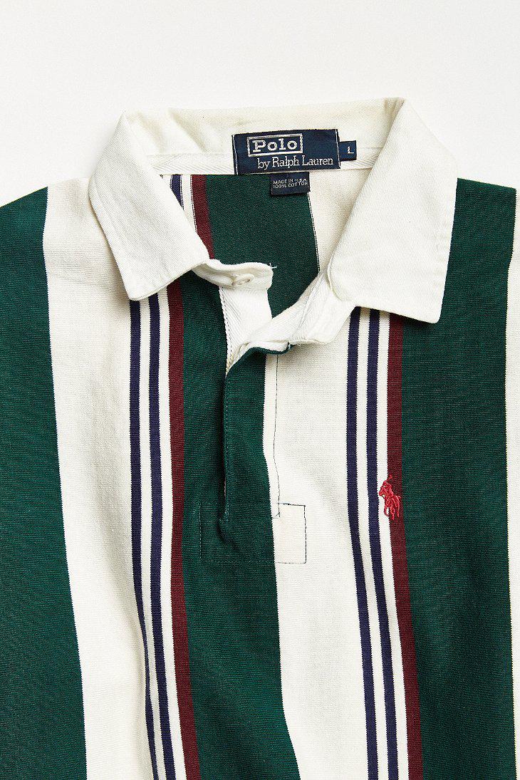 Urban Outfitters Vintage Polo Ralph Lauren Multi Vertical Stripe Rugby Shirt  in Green for Men | Lyst