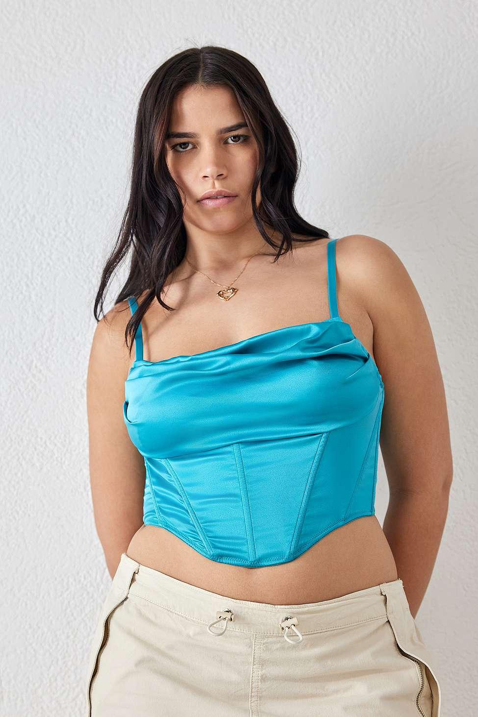 Urban Outfitters Uo Lexi Satin Corset Top in Blue Lyst UK
