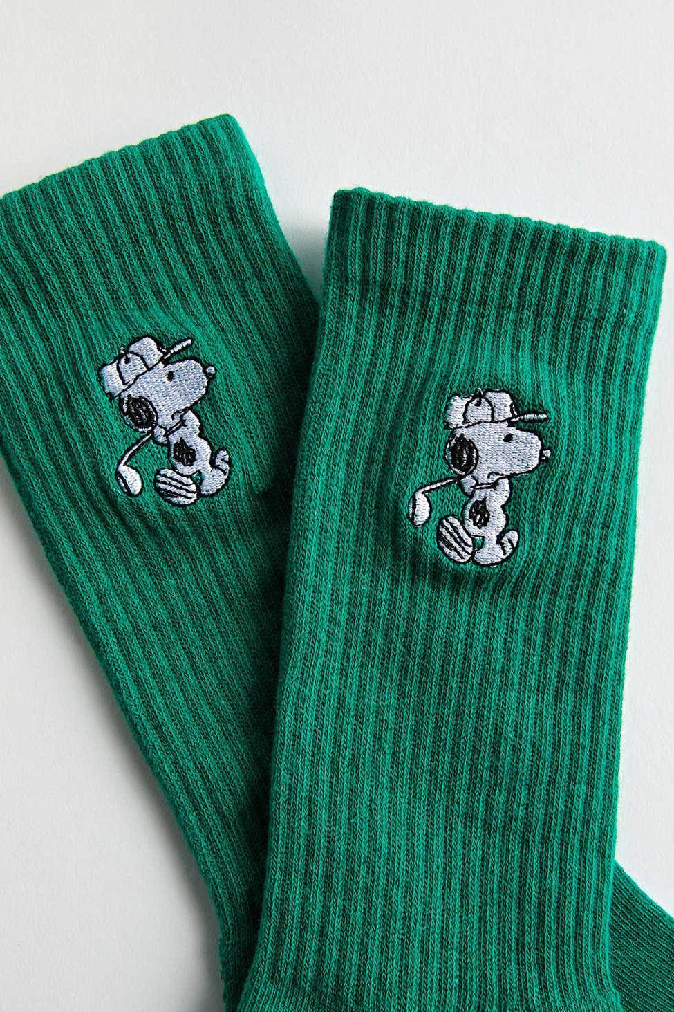 Urban Outfitters Snoopy Golf Crew Sock In Green,at for Men | Lyst