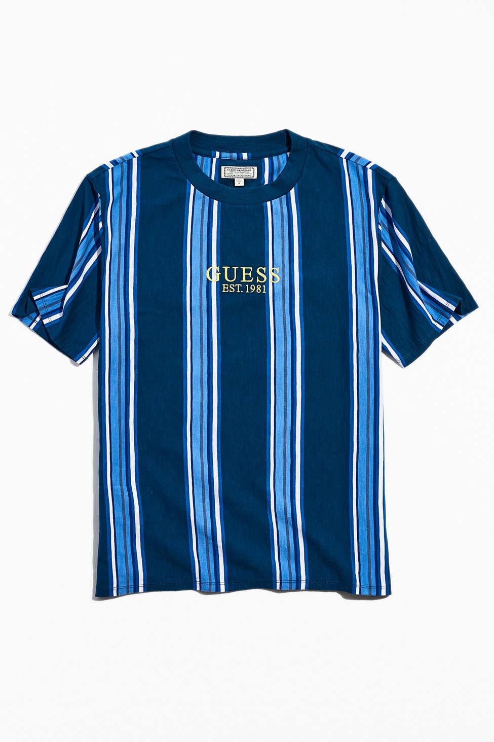 Guess Uo Exclusive Marine Blue Stripe Tee for | Lyst