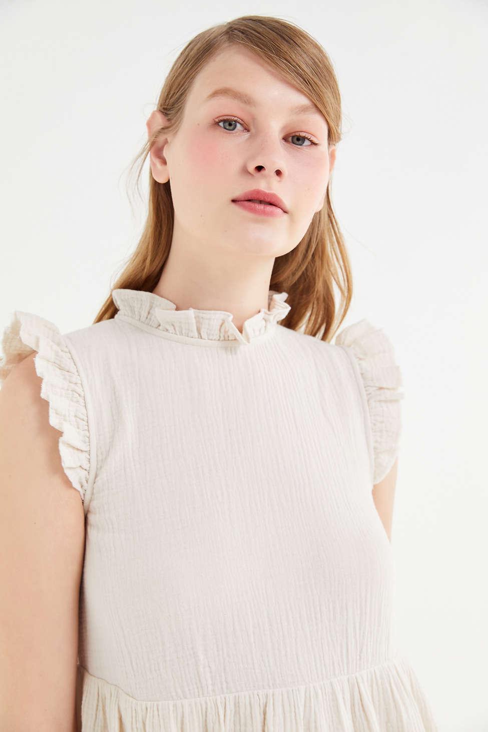 gabby ruffle babydoll midi dress