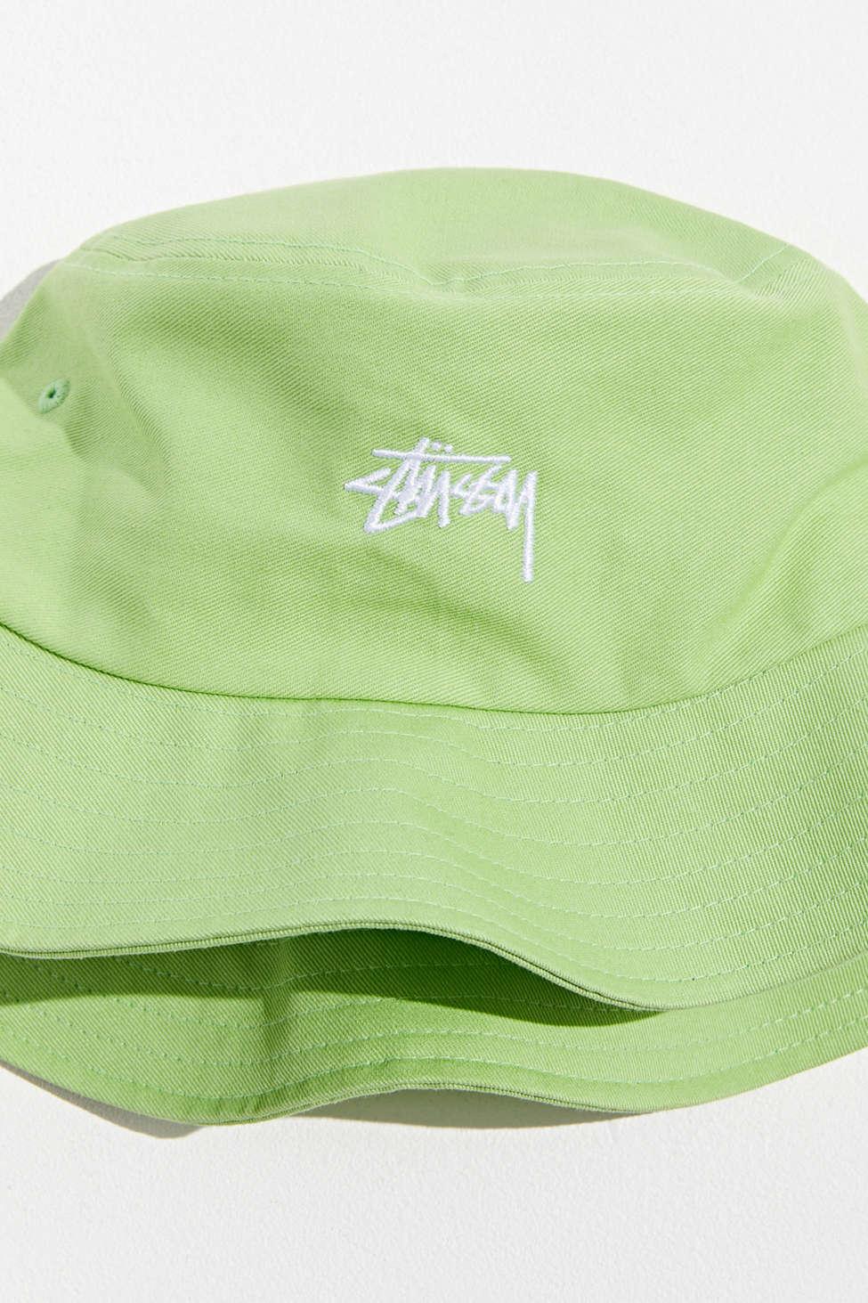 stussy green bucket hat