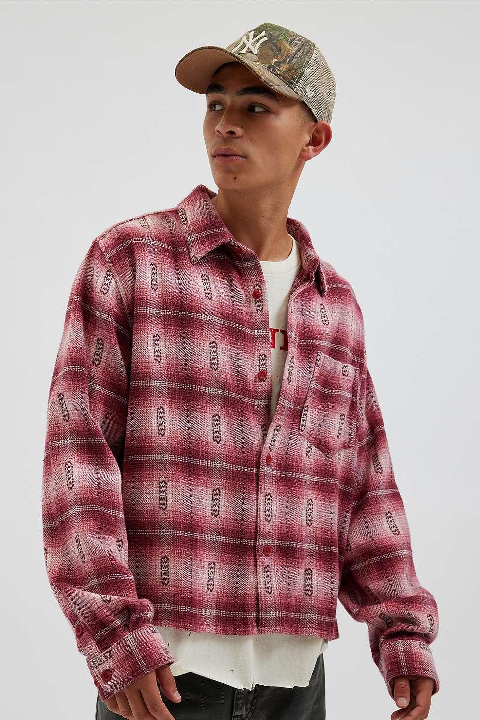 BDG Cropped Flannel Shirt in Red for Men Lyst UK