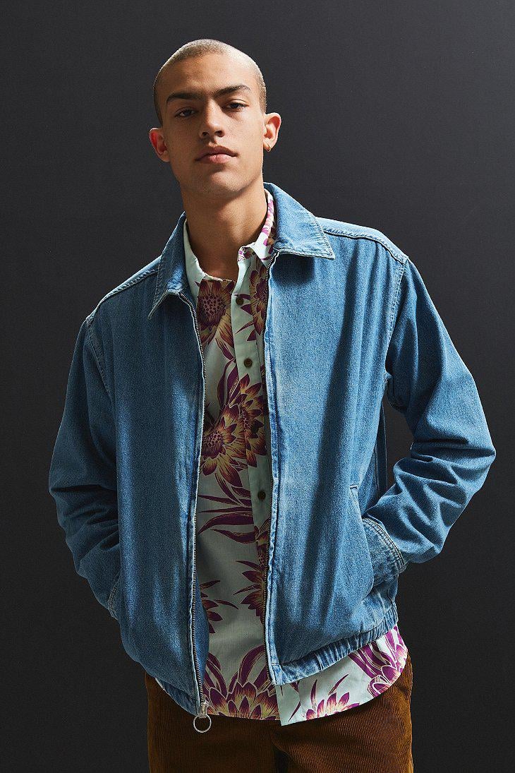 Urban Outfitters Uo Denim Harrington Jacket in Indigo (Blue) for Men | Lyst