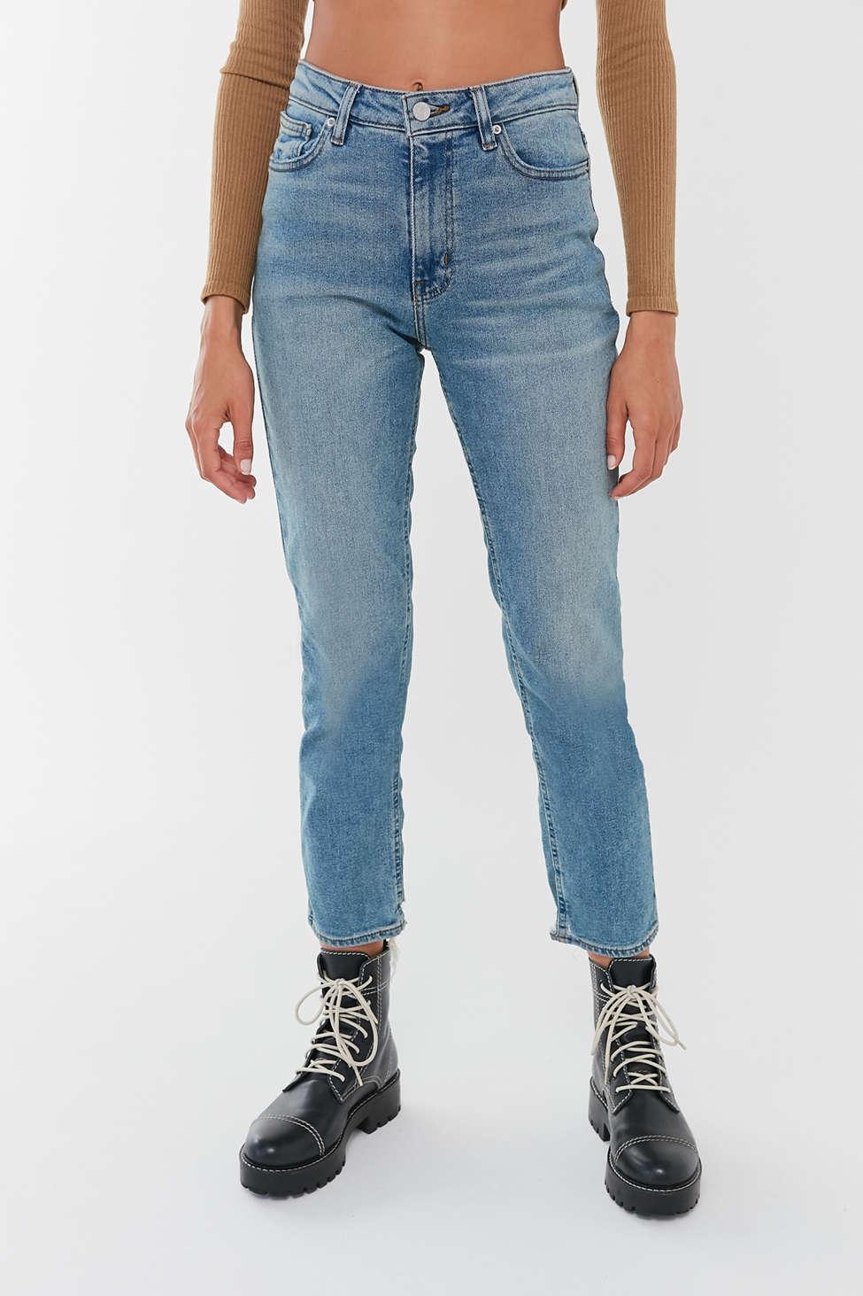 BDG Girlfriend Destroyed Hem High-waisted Jean in Blue | Lyst