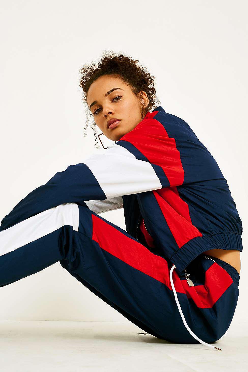 ellesse navy panel shell track pants