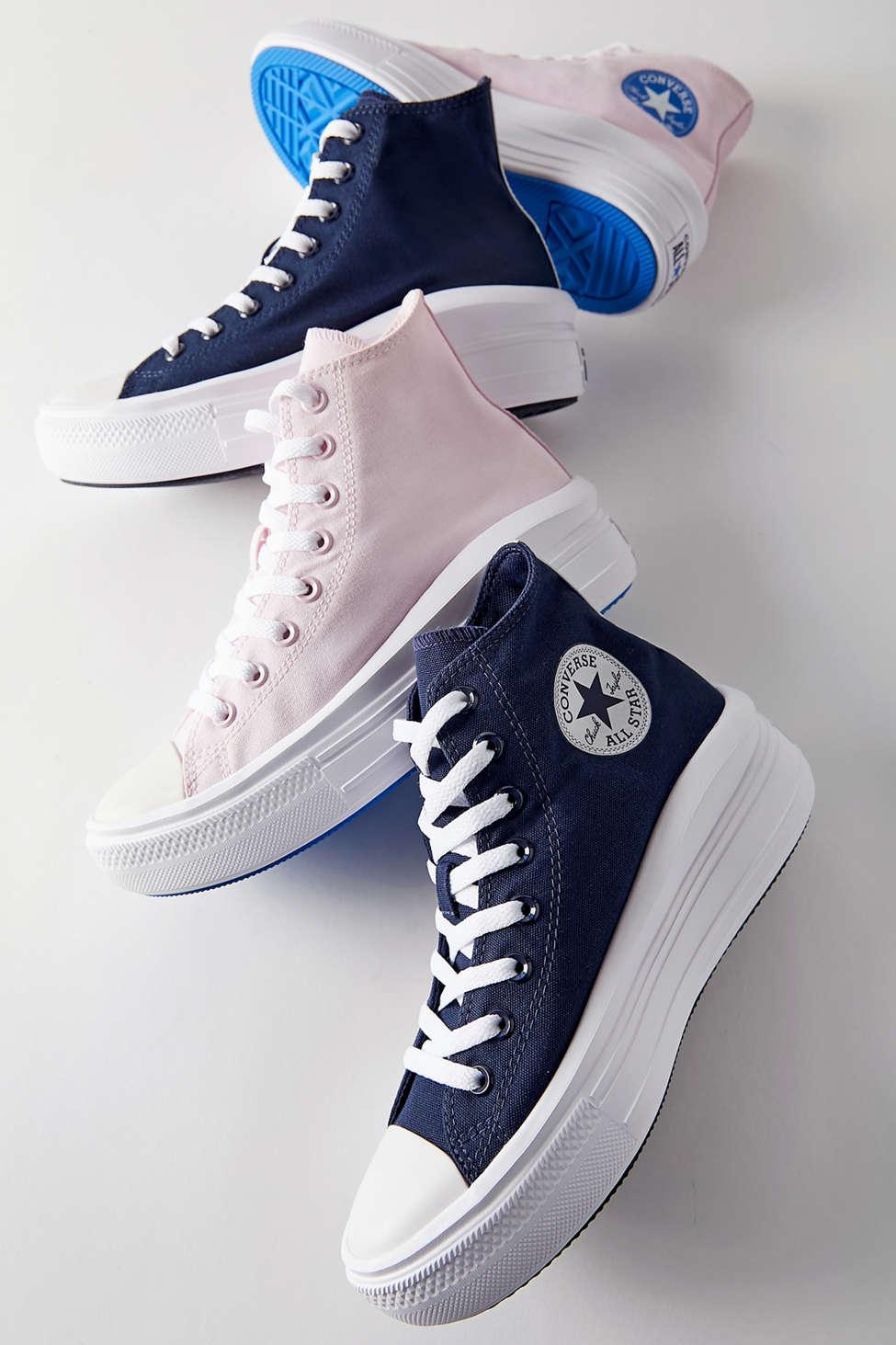 Converse Chuck Taylor All Star Move Faux Leather High Top Sneaker in Blue |  Lyst