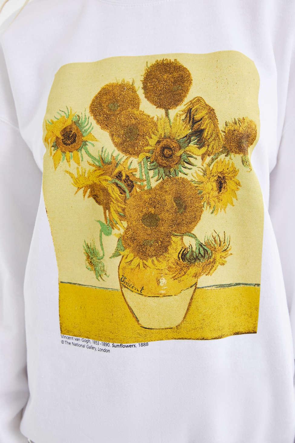 Art Aesthetic Sweatshirt Women Men Pullover Sweatshirt Gray Tumblr Fashion Van Gogh Sweatshirt Sunflowers