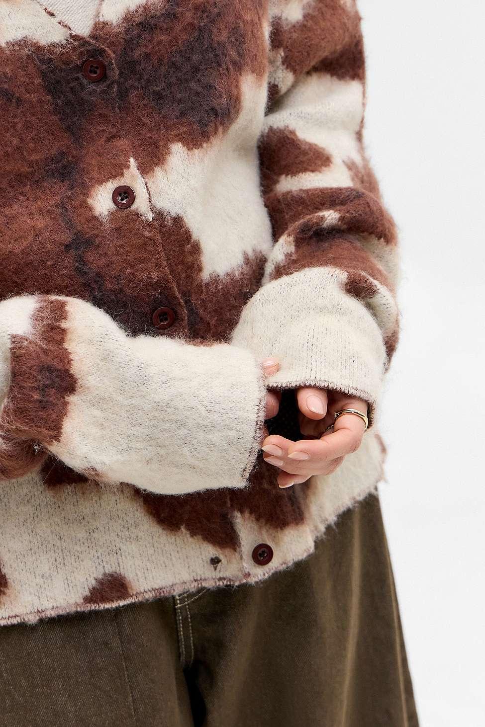 Jaded London cow cardigan knit ニットカーディガン Jaded London Cow Chuck Cardigan in Cow Print | REVOLVE