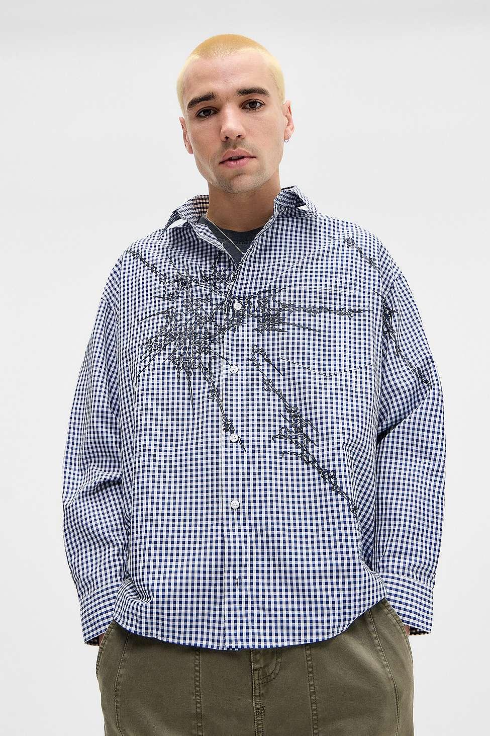Jaded London Uo Exclusive Blue Atom Check Shirt for Men | Lyst UK