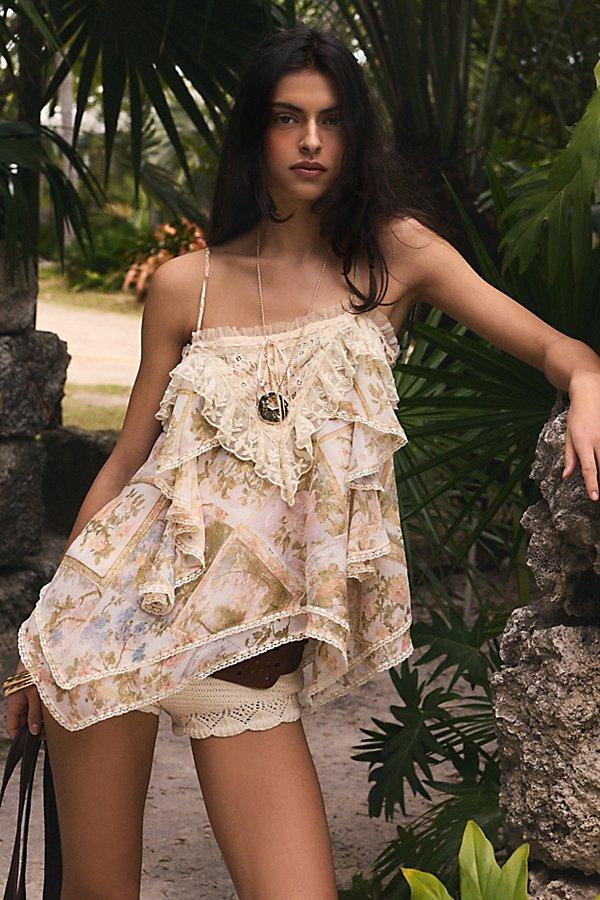 Kimchi Blue Willow Flounce Asymmetric Tiered Lace Trim Cami in