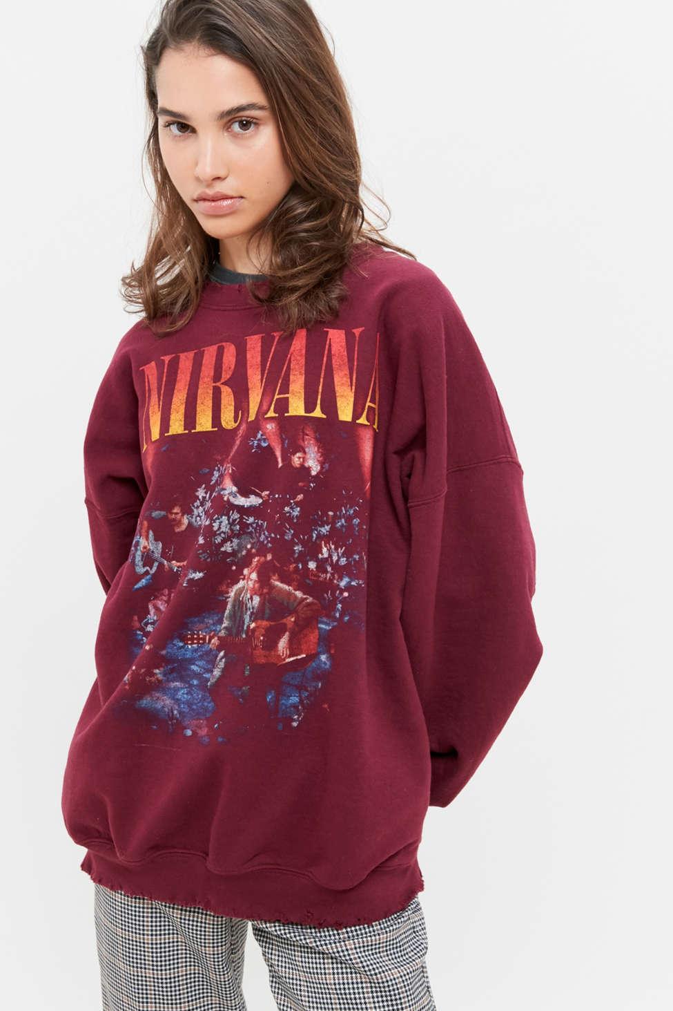 Urban Outfitters Nirvana Unplugged Oversized Crew Neck Sweatshirt in Red |  Lyst