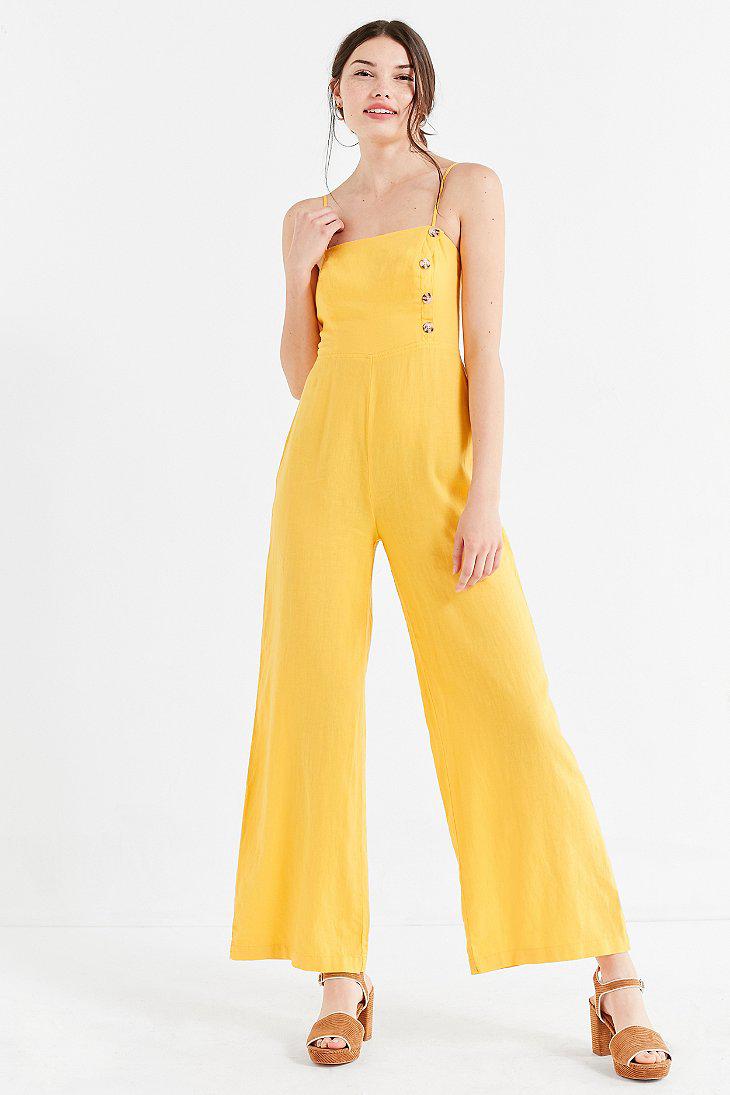yellow linen jumpsuit