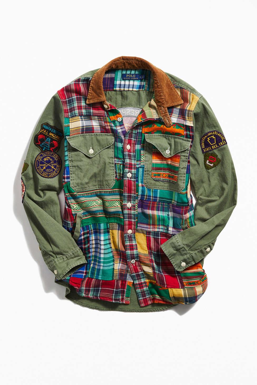 Polo Ralph Lauren Corduroy Plaid Patched Shirt Jacket in Green for 