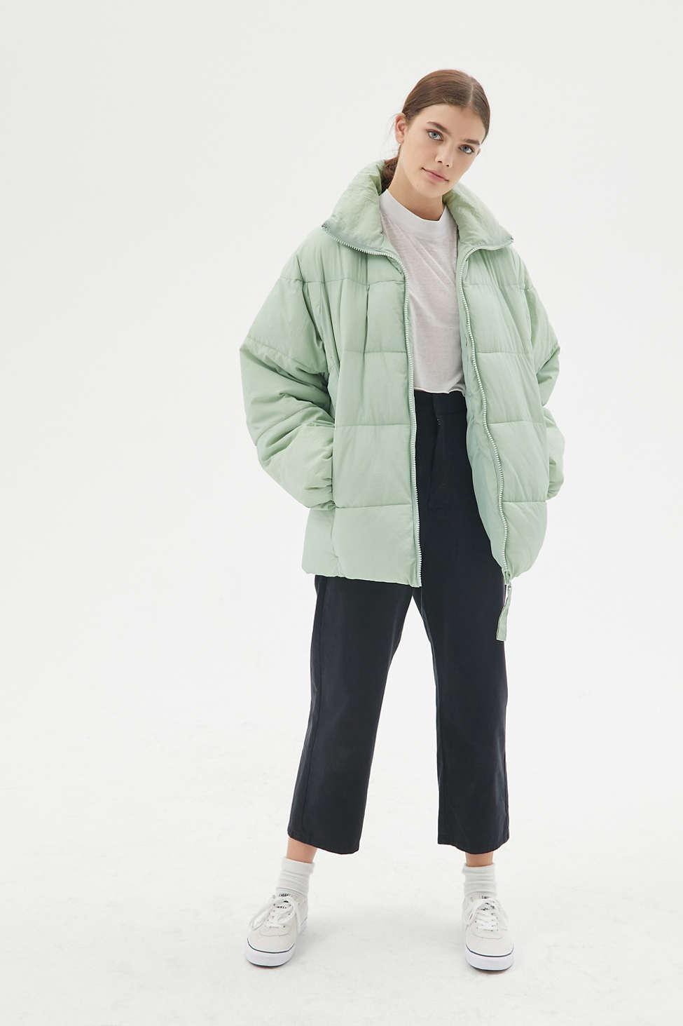 uo green puffer jacket