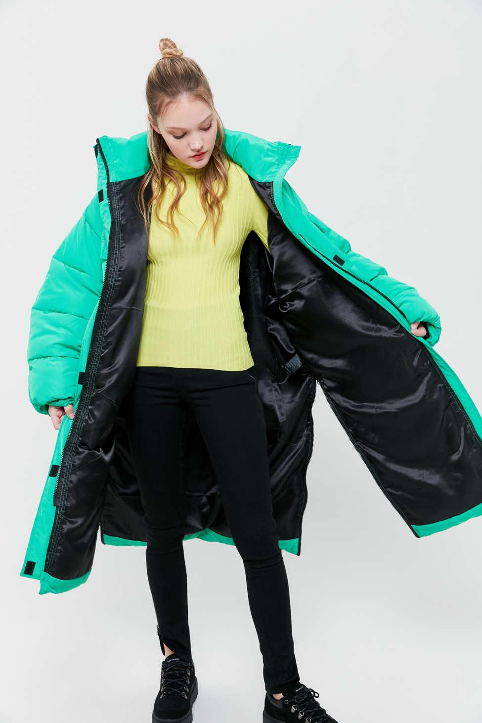 uo green puffer jacket