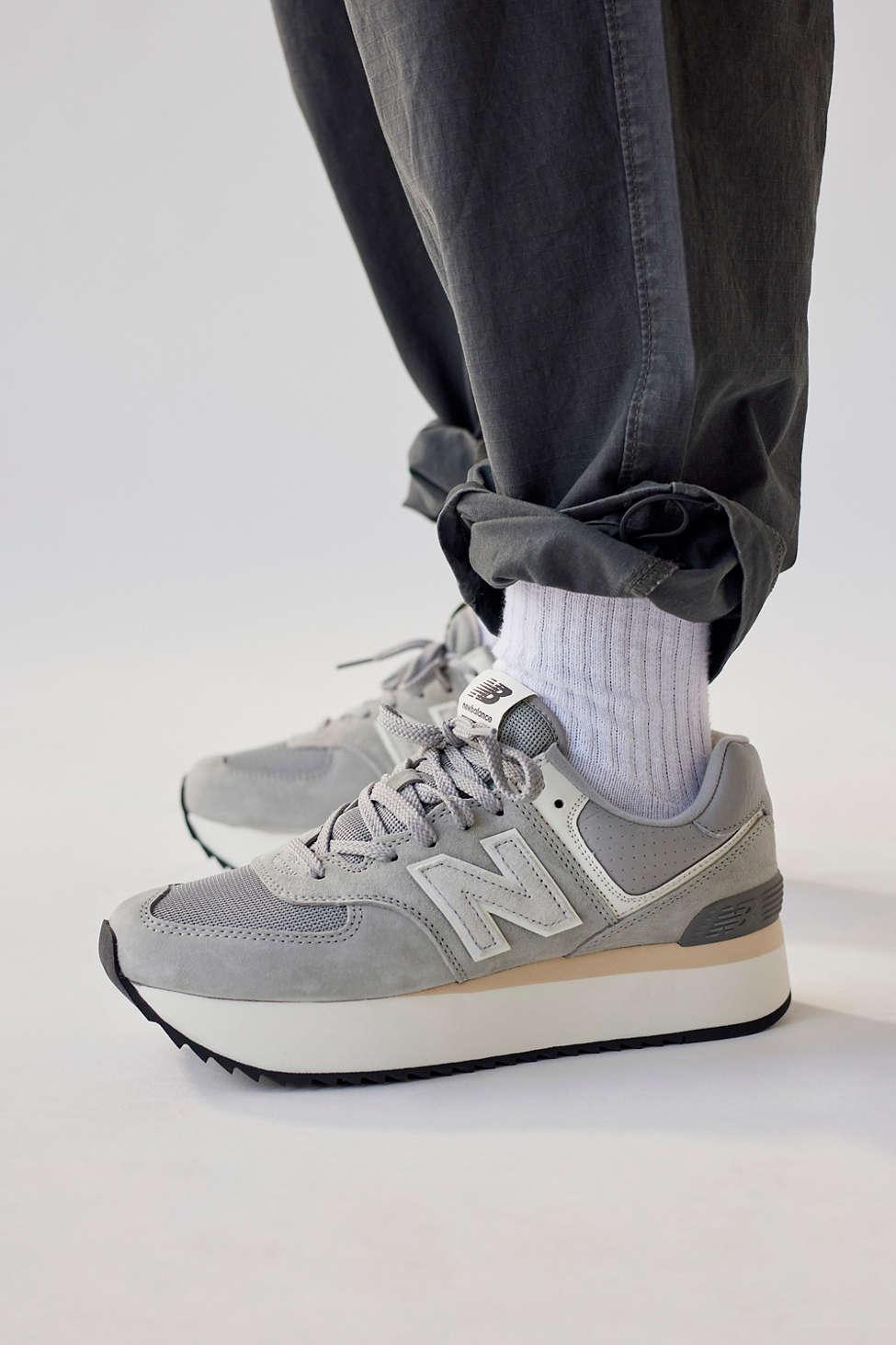 New Balance 574+ Platform Sneaker in White | Lyst