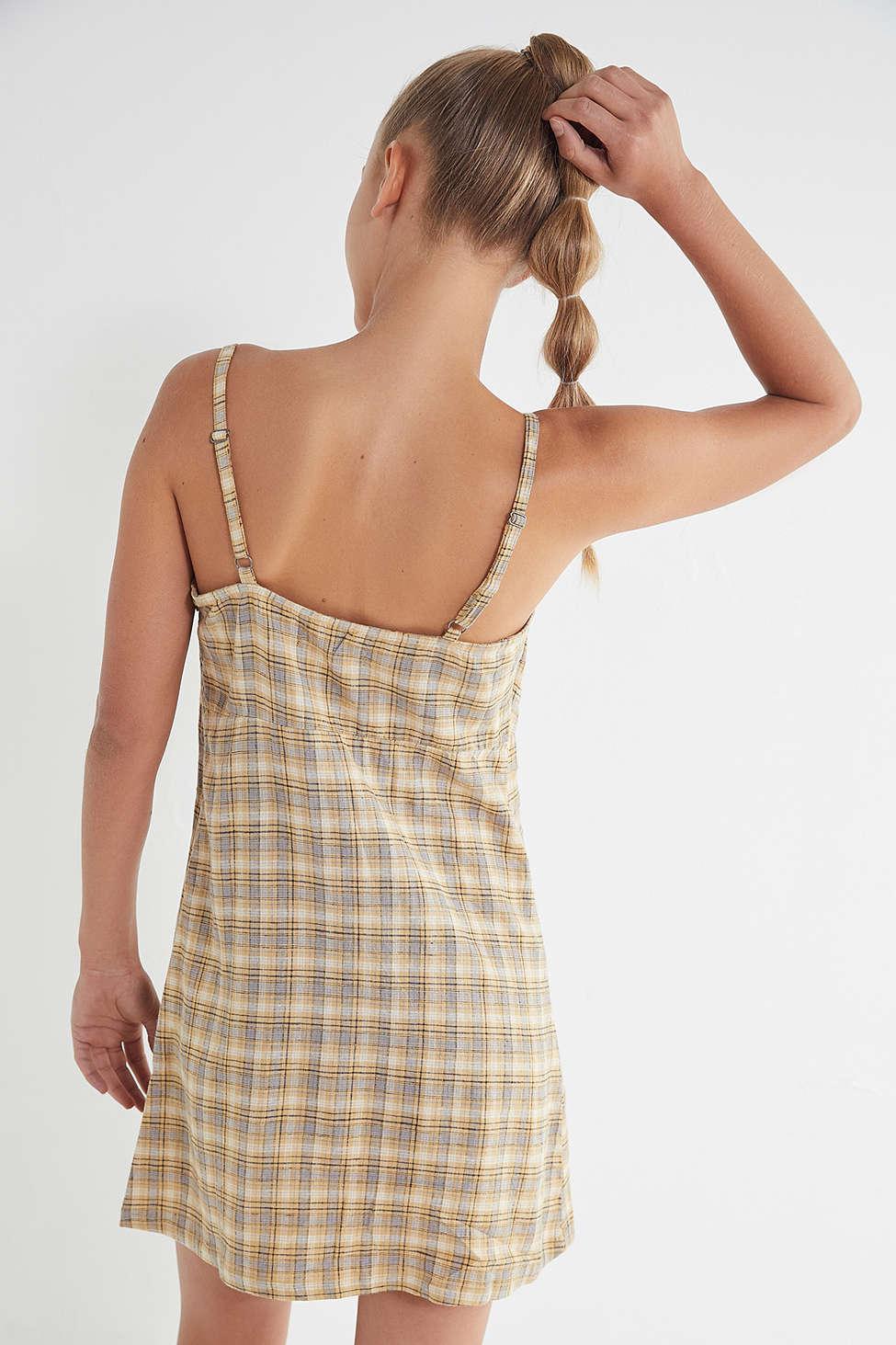 yellow plaid dress urban outfitters
