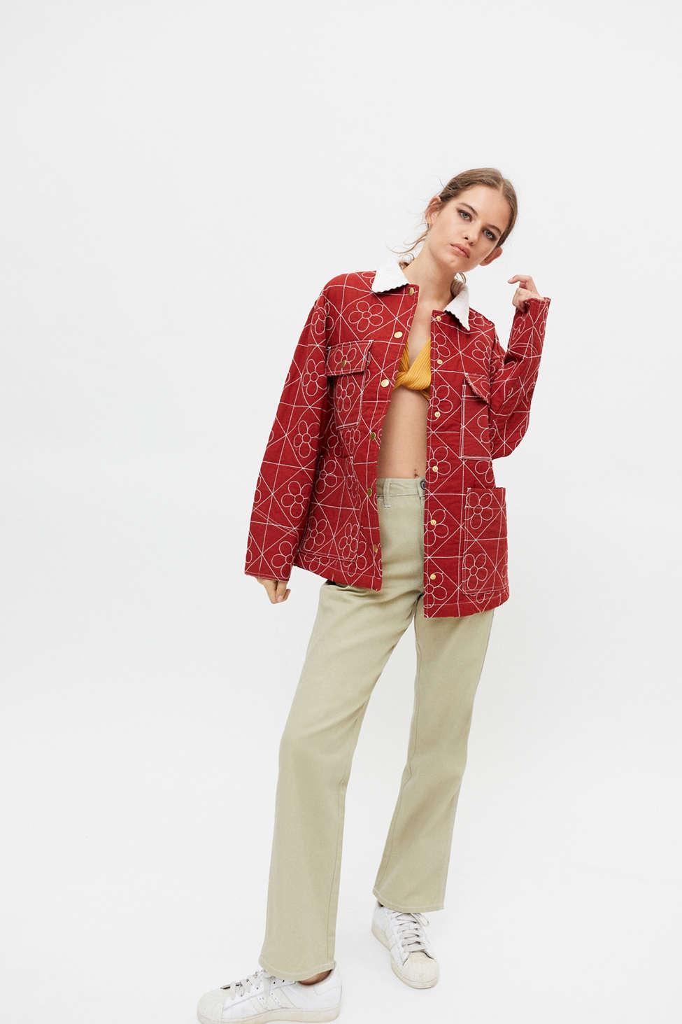 red chore jacket