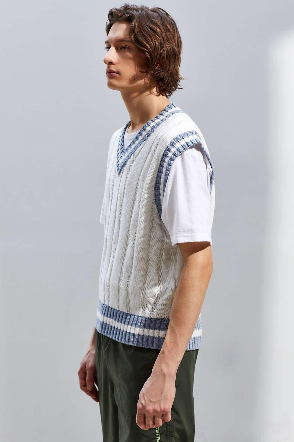 Urban Outfitters Uo Otto Sweater Vest in White for Men | Lyst