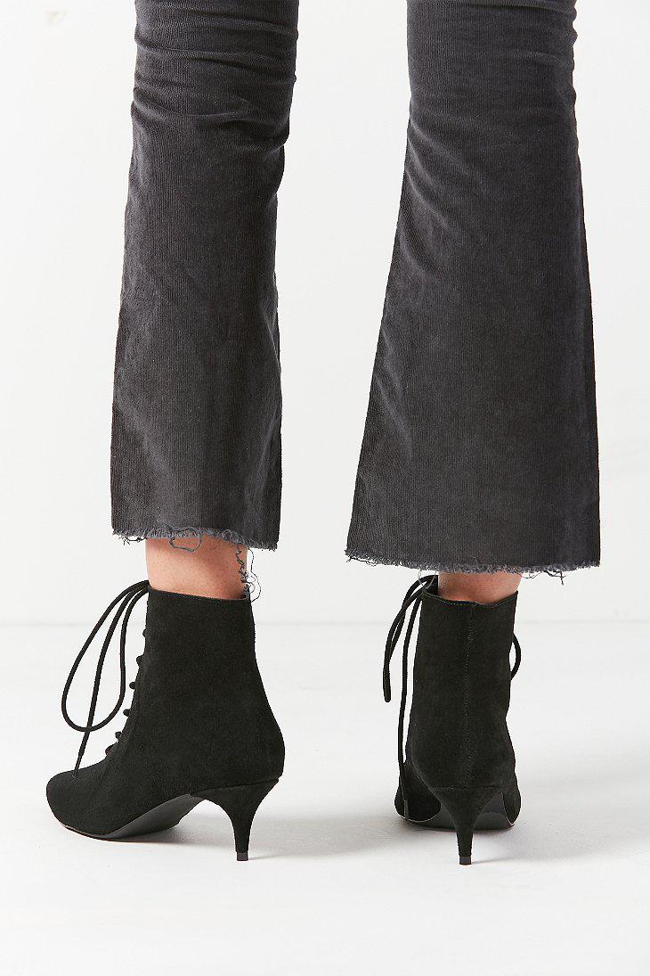 kitten heel lace up boots